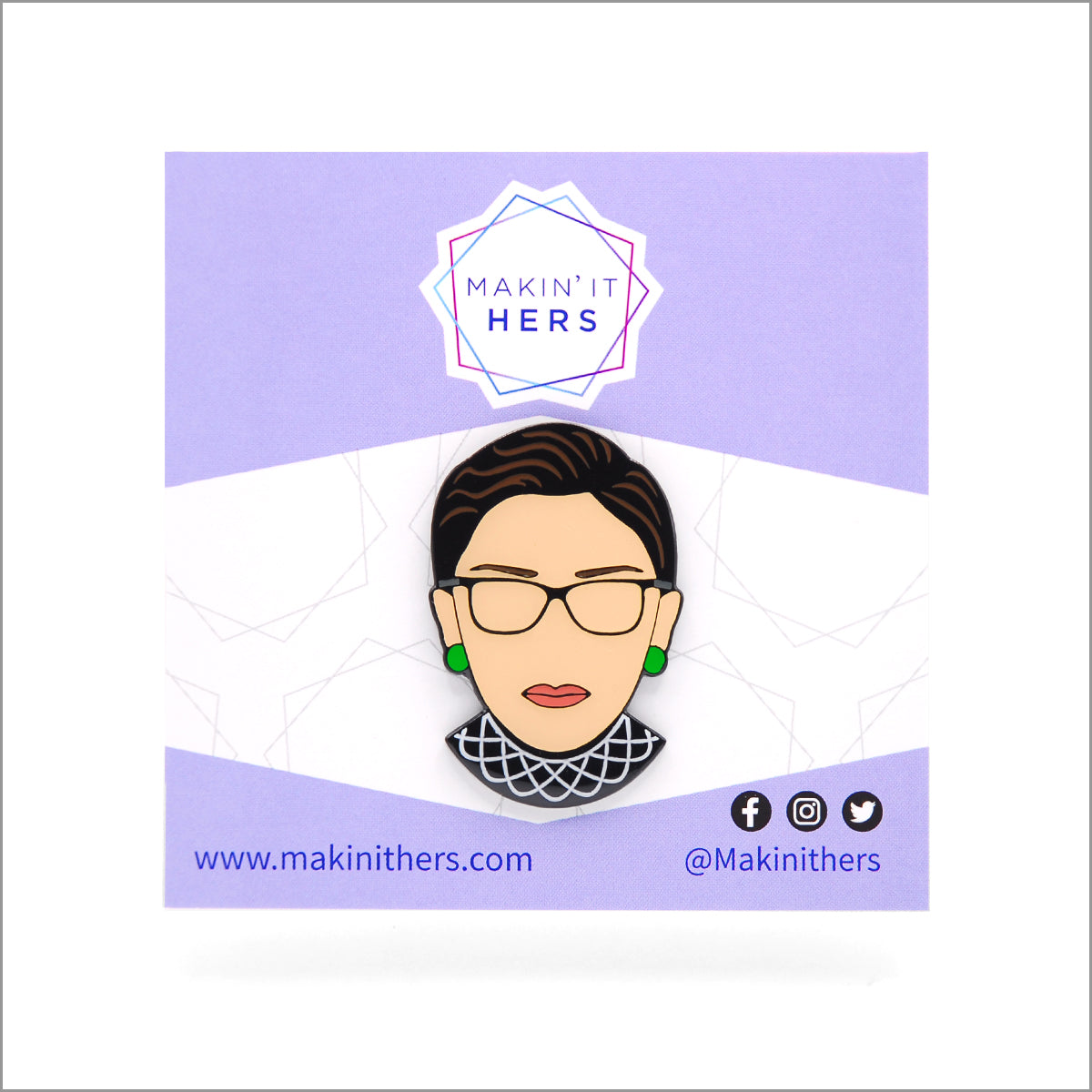 Ruth Bader Ginsburg Lapel Pin, On backing card