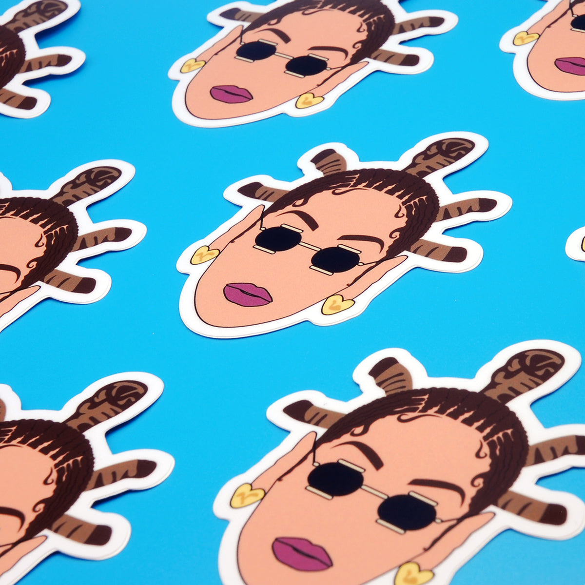 Beyonce Vinyl Stickers, On blue background