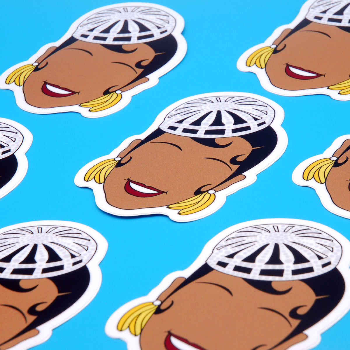 Josephine Baker Vinyl Stickers, On blue background