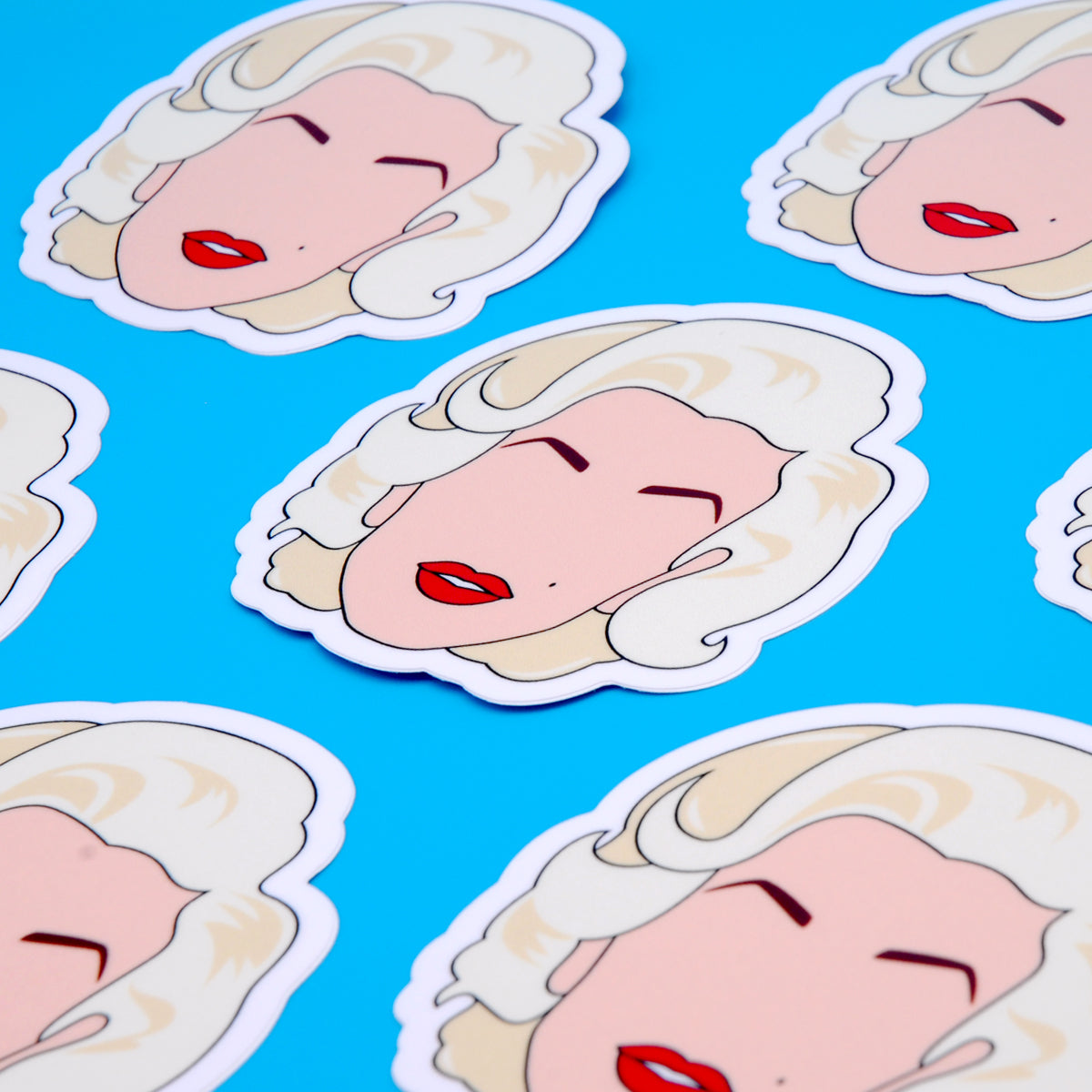 Marilyn Monroe Vinyl Stickers, On blue background