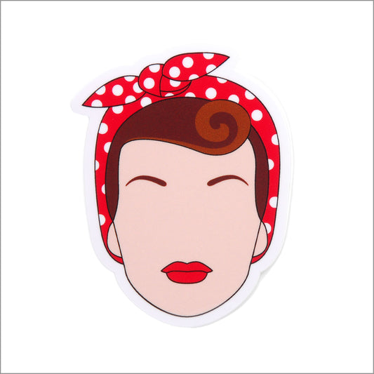 Rosie the Riveter Vinyl Sticker, Front side